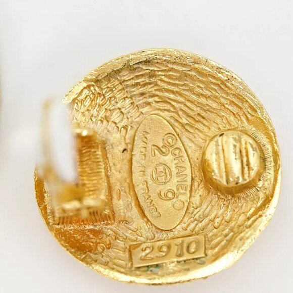 CHANEL CC logos Hoop 2 way Dangle Earrings Gold Tone 29 Auth w/Box #19000 - Picture 7 of 8